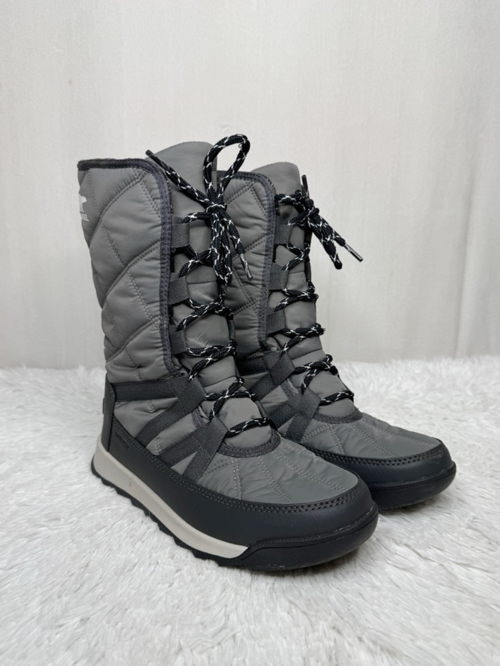 SOREL / quarry gray Whitney II tall lace waterproof snow boots / 7.5